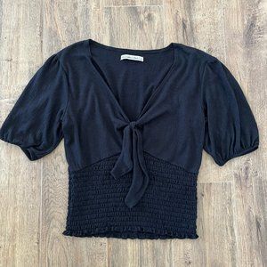 ABERCROMBIE & FITCH Smocked Tie-Front Top